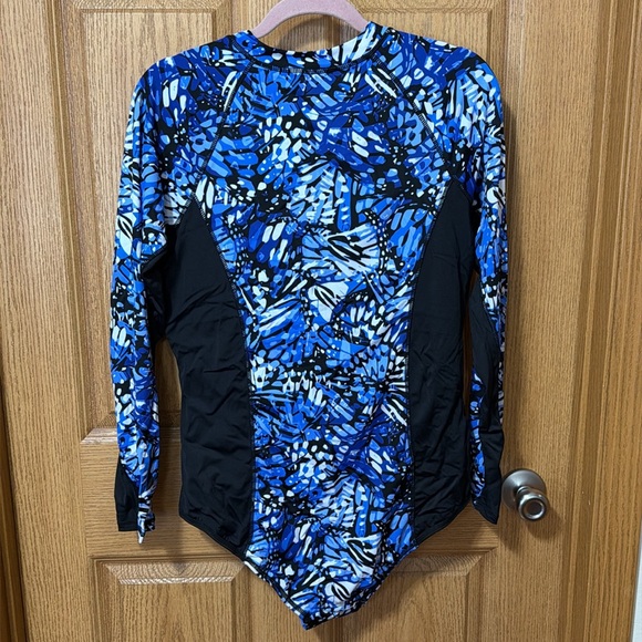 NWT Swimsuits For All Plus Size 20 Zip Front Long Sleeve One Piece Swimsuit - Picture 4 of 4